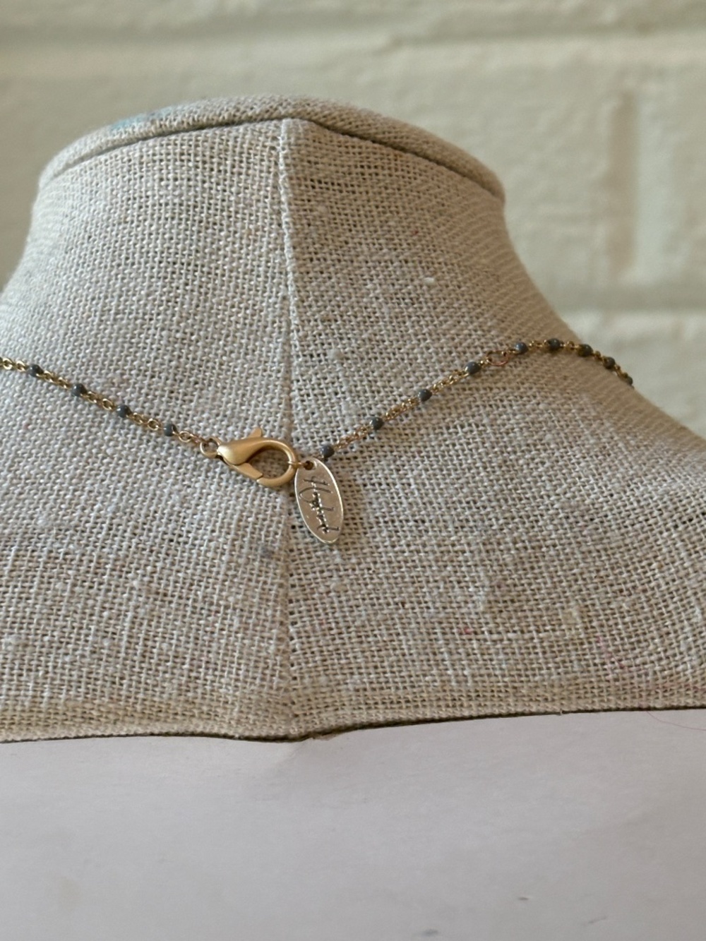 Handmade Tiny Disc Necklace with Blue Embelishment - Picture 4 of 7